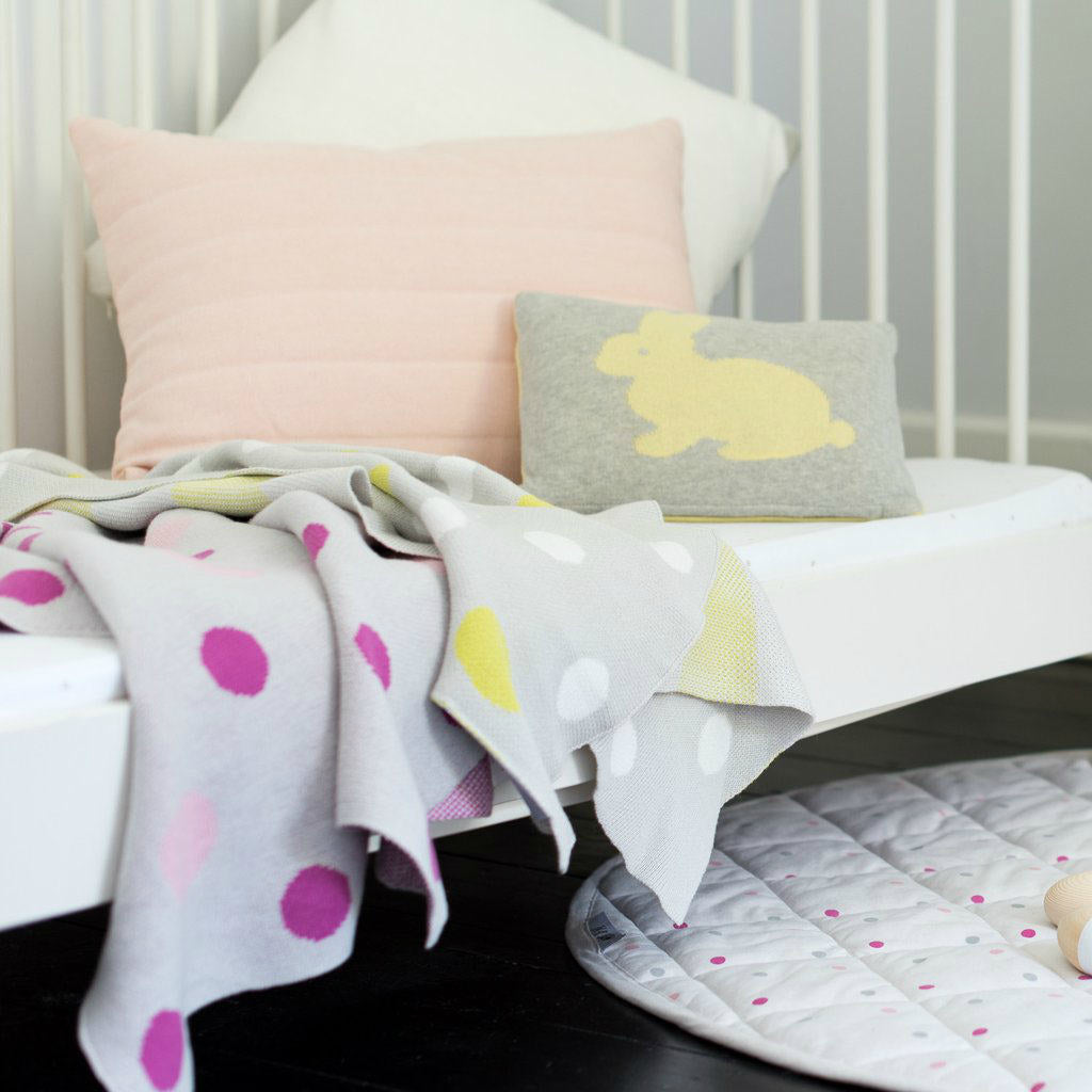 Elegant Baby Pink & Yellow store Polka Dot Cotton Baby Blanket